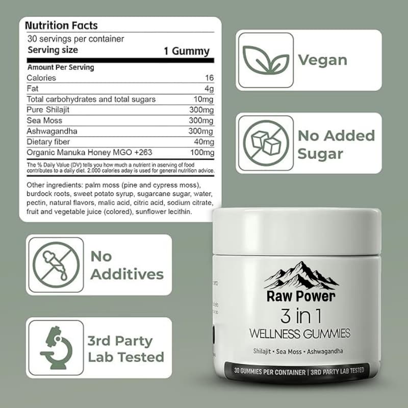 RAW POWER 3-IN-1 WELLNESS GUMMIES